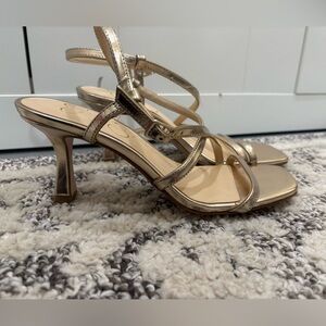 Jessica Simpson Metallic Gold Strappy Heels